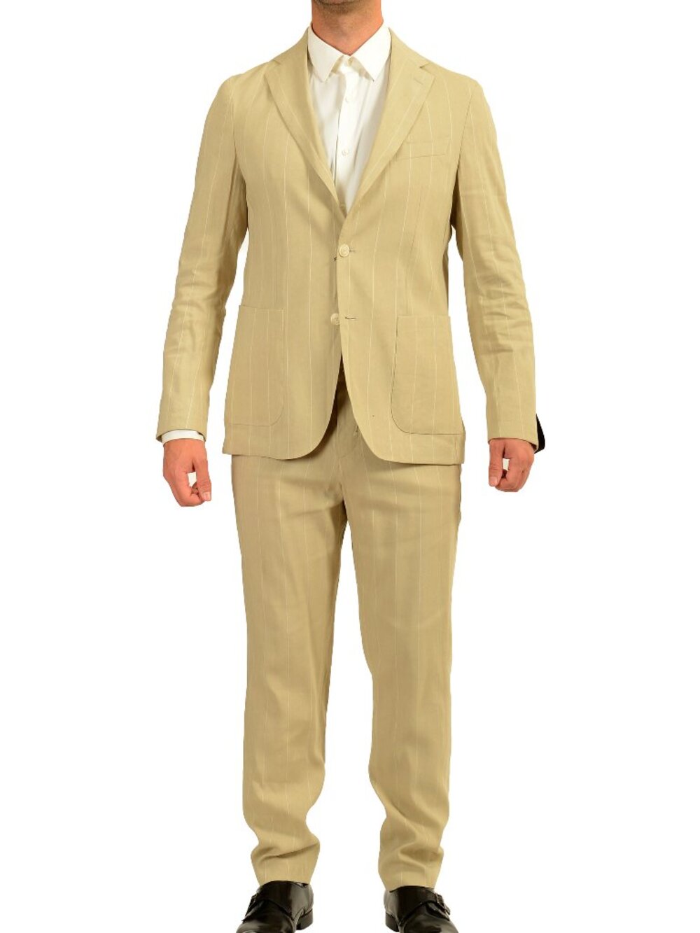 Hugo Boss Men's "P-Hanry-WG-262" Linen Striped Two Button Suit US 38R IT 48R